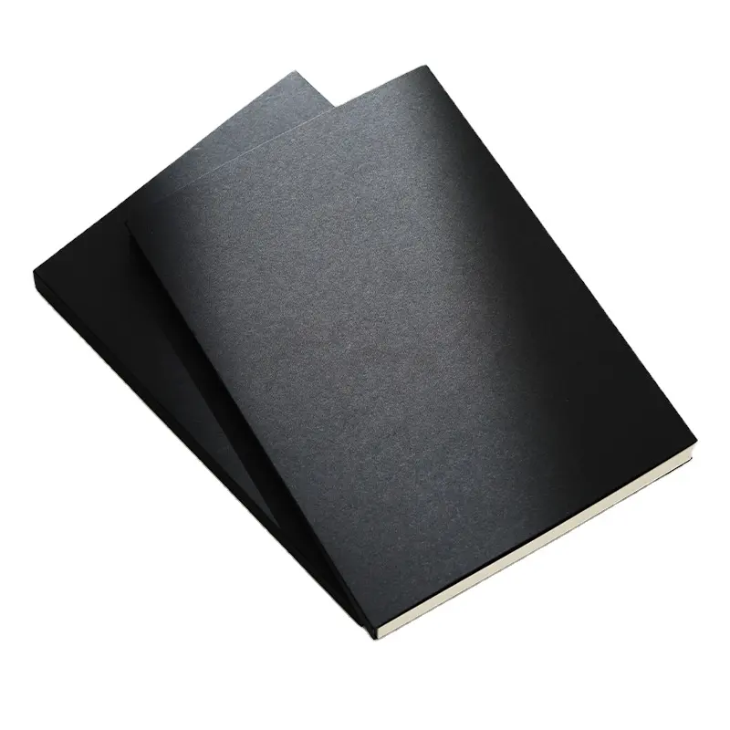 Cubierta de papel de tarjeta negra Logotipo de plata personalizado diario de Estudiante agenda cuaderno personalizado impreso