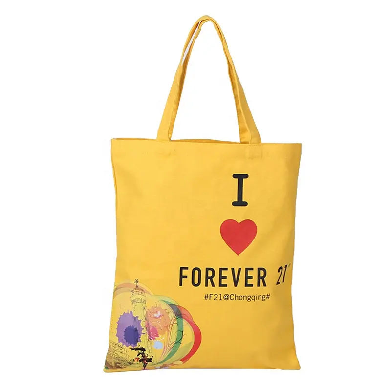 Nuevo bolso de mano de lona con estampado colorido y cremallera de compras de algodón personalizado a la moda