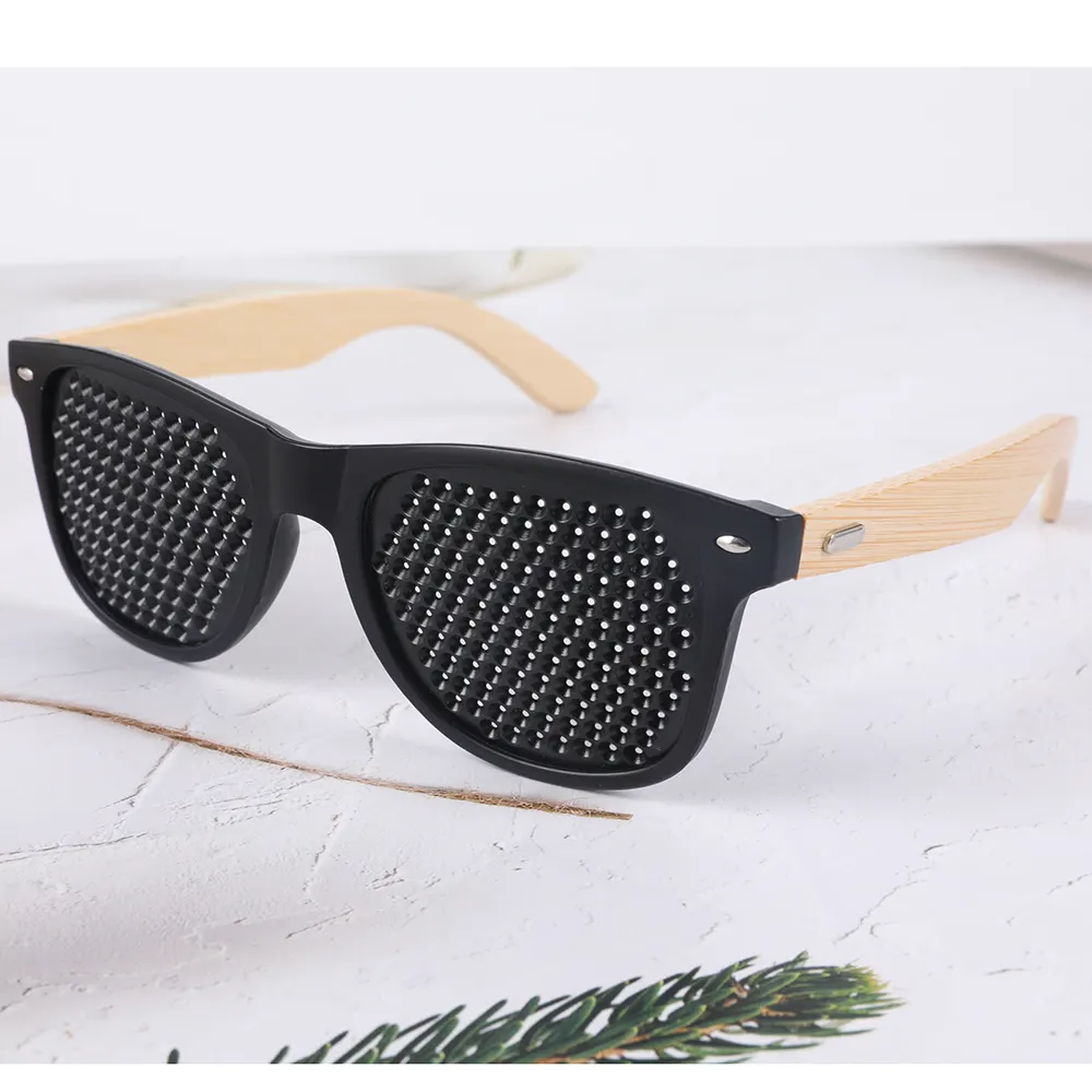 Sahte miyopi güneş gözlüğü bambu gözlük 2024 siyah iğne deliği tedavisi