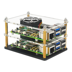<strong>Raspberry</strong> <strong>Pi</strong> 5 Multi Layered Transparent Acrylic Shell Protective Cluster <strong>Case</strong> with Cooling Fan for RPI 5 - Product Image 2