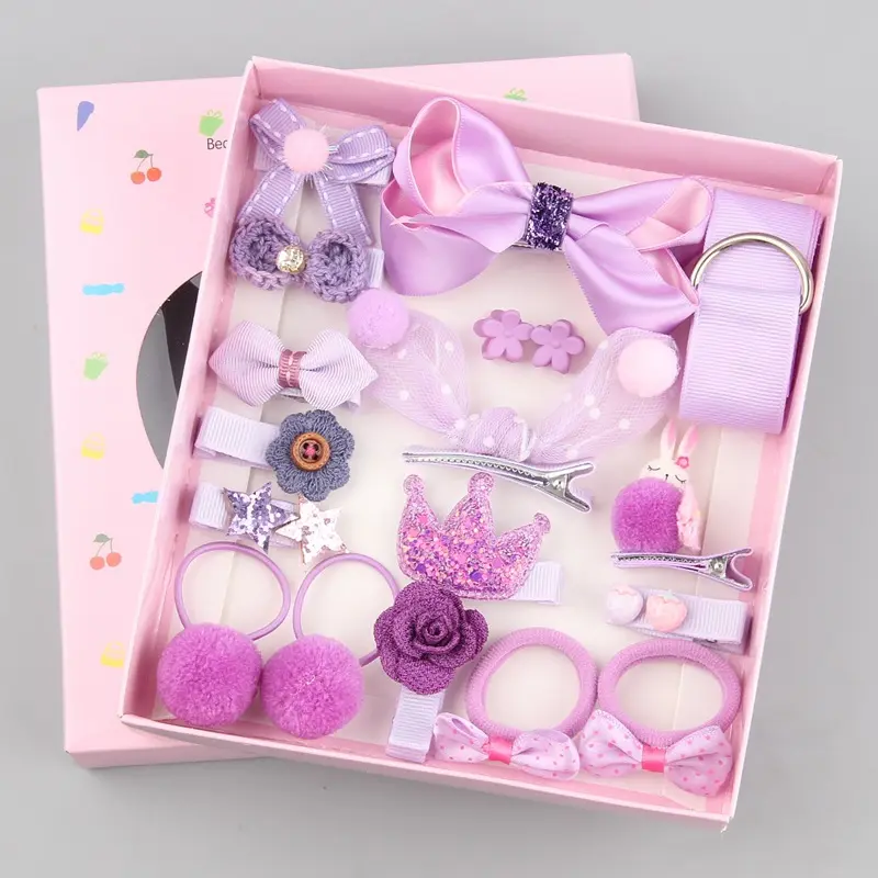 18 unids/caja niños lindo cabello accesorios de tela de bebé arco flor horquillas broches clips chicas pelo tocado regalo