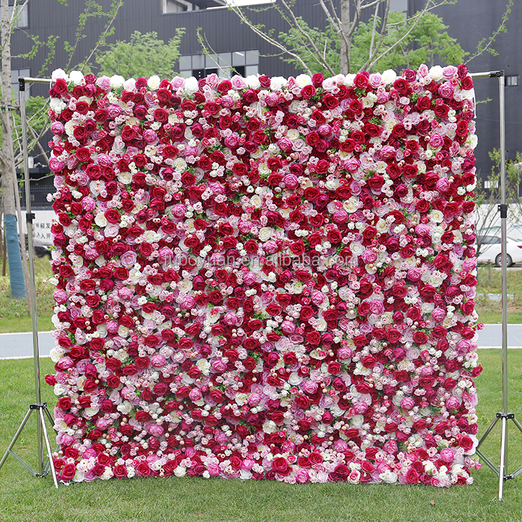1# Red Pink Flower Wall
