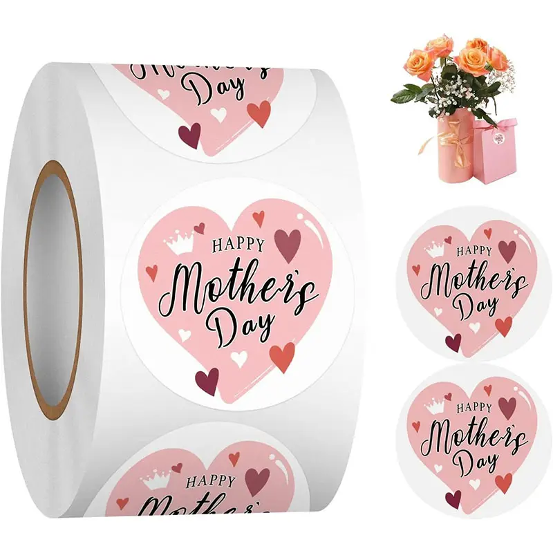 Etiqueta de regalo Pegatinas Amor Corazón Día DE LA Madre Pegatinas Feliz Día DE LA Madre Etiqueta Pegatinas Rollo para decoraciones