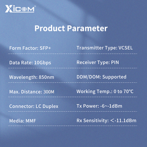 XICOM 10G SR 850nm SFPモジュールデュプレックス光学SFPトランシーバー300m LCマルチモードデュアルファイバー850nm 10GデュプレックスSFPモジュール - Product Image 6