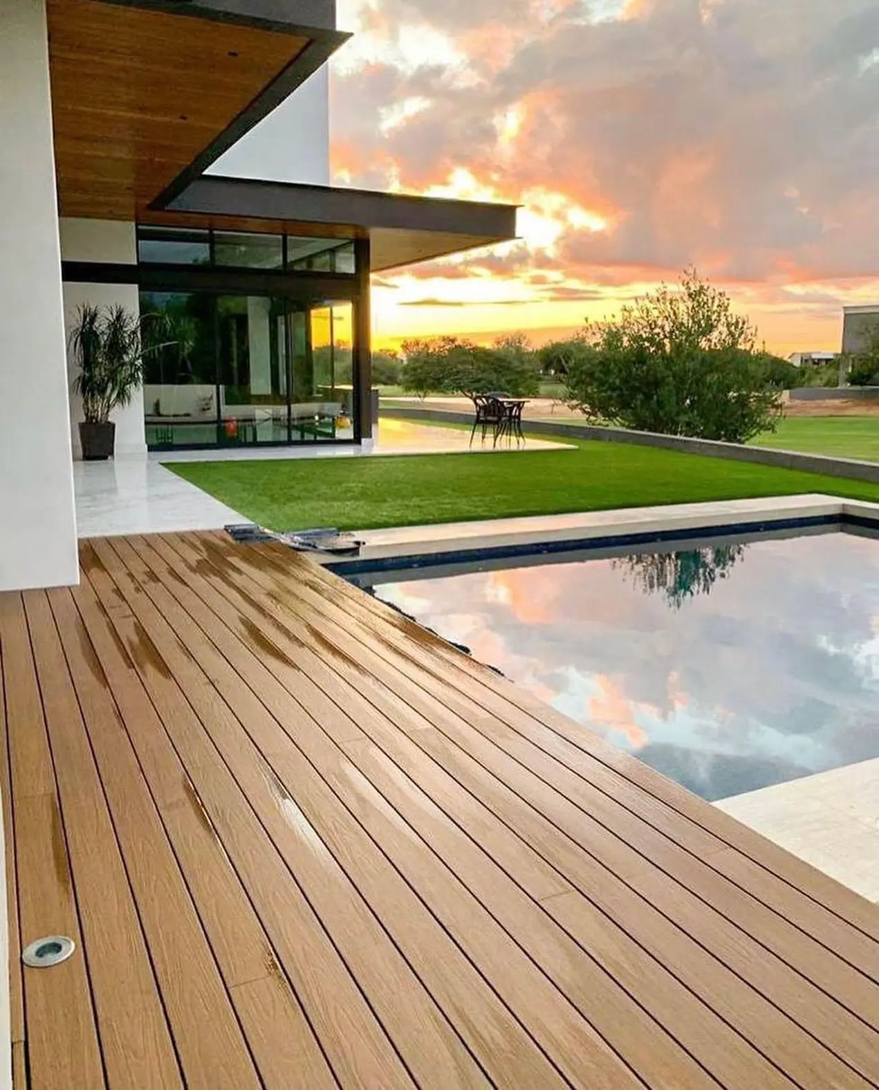 Außen balkon Holz Außen deck Bodenplatte Klicken Sie auf Decking Nachhaltig zu Wpc Decking mit Zubehör