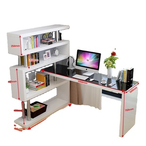Mesa de ordenador de montaje en pared plegable moderna Escritorio de ordenador plegable de esquina flotante montado pequeño con estantería - Product Image 1