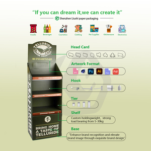 Tùy chỉnh siêu thị bán lẻ Pop 3 Tier hiển thị Kệ các tông sàn hiển thị giá snack hạt cà phê hiển thị các tông đứng - Product Image 2