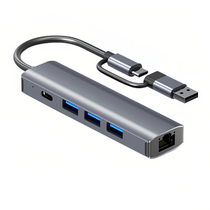 2 in 1 USB A 3.0 ประเภท -C Gigabit การ์ดเครือข่ายแบบมีสายอะแดปเตอร์ประเภท USB C ถึง 1000Mps RJ45 USB 3.0 Type-C HUB สถานีเชื่อมต่อ 5 in 2 - Product Image 5