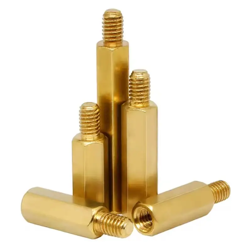 Factory Professional Custom High Precision Made Brass Pillar Hexagonal Single Head Inner And Outer Thread Brass Pillar