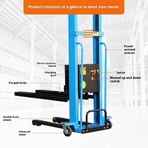 Apilador eléctrico conveniente 500kg Capacidad de 1 tonelada Apilador de descarga hidráulica de 1,6 M - Product Image 3