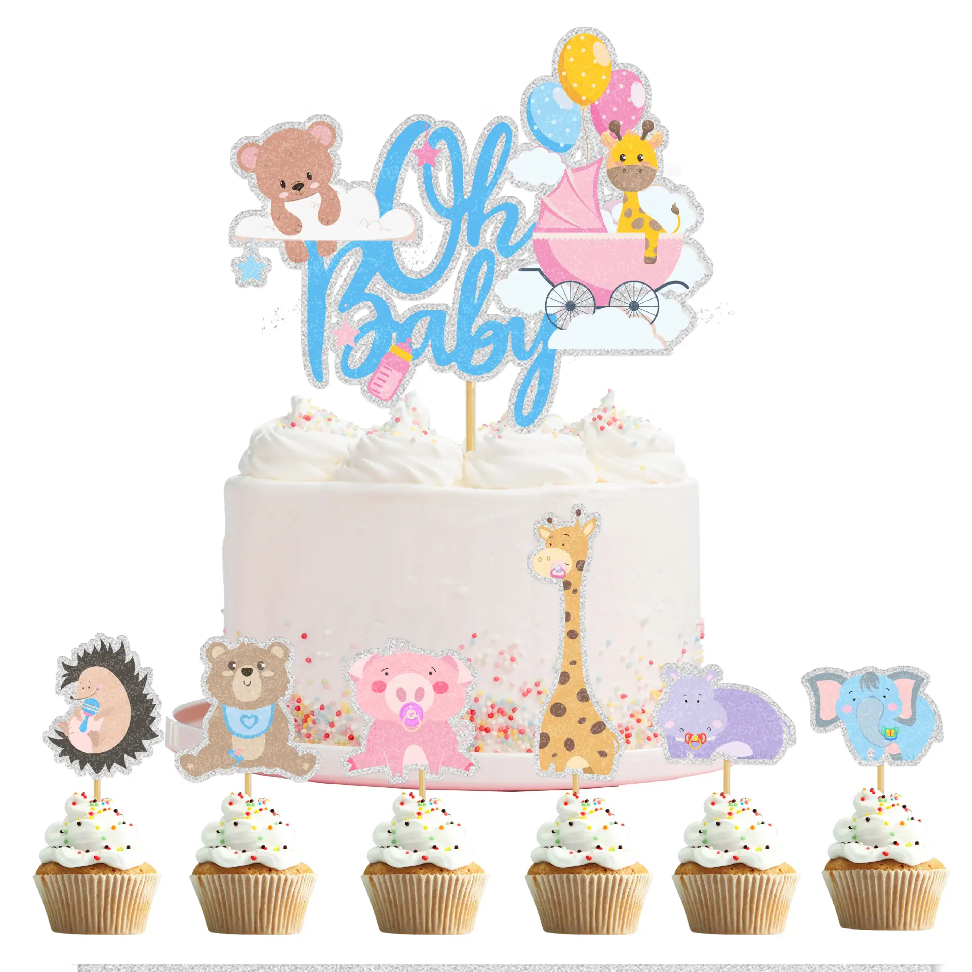 New Oh Baby Cake Topper Decorations Set Baby Birthday Party Cake Pictures Wholesale