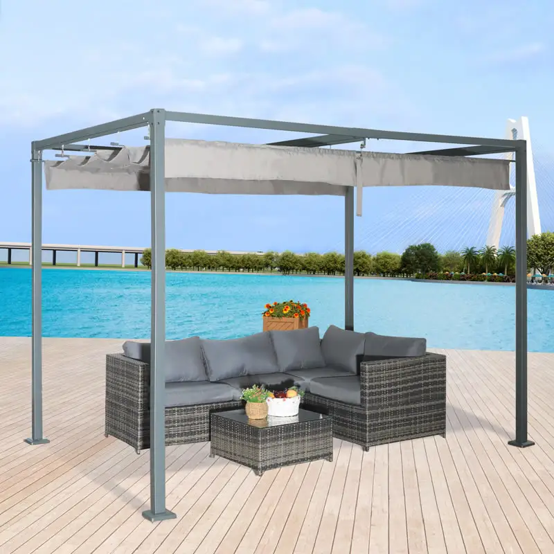 Personalizzazione di base vendita calda moderna mobili da esterno Pergola regolabile Gazebo in alluminio