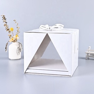Custom Iredecent Gable Cardboard Small Classy 25X25 Transparent Bakery Cake <strong>Box</strong> With Handle - Product Image 2