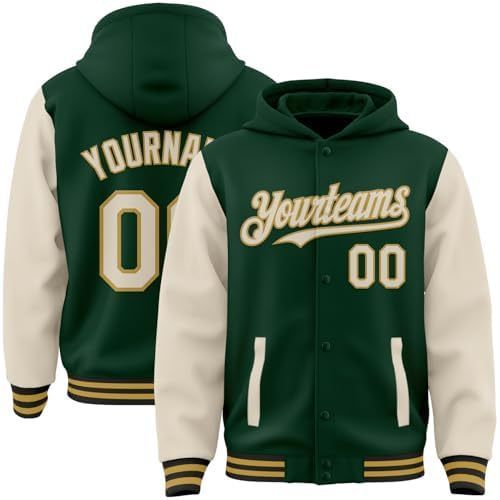 Veste vert foncé à manches crème, crème dorée
