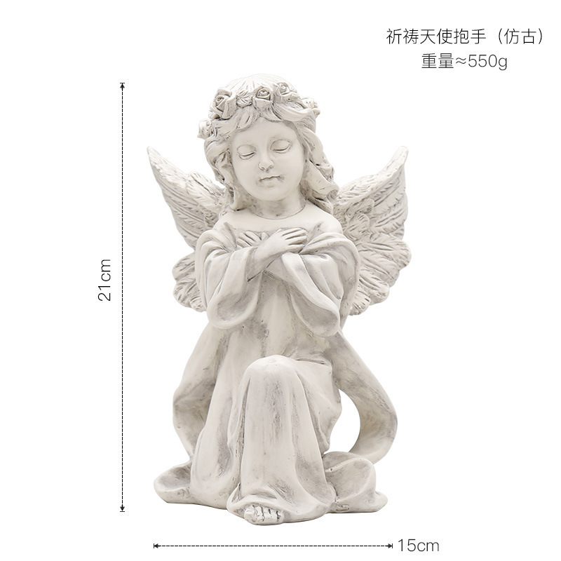 Praying angel hand clasped figurine-antique style