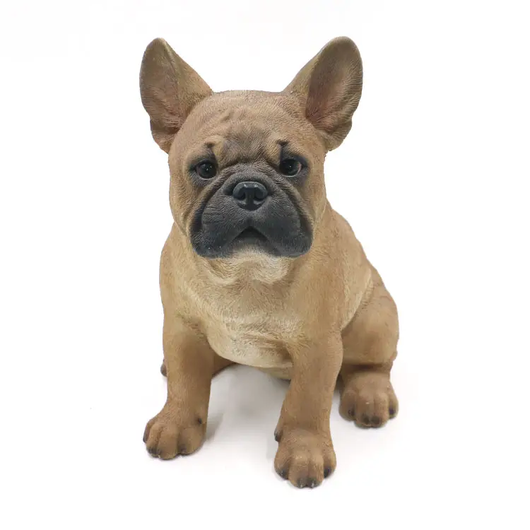 Estatueta de cachorro em resina poliresina, decoração caseira, buldogue francês, venda quente, serviço personalizado, decoração de resina