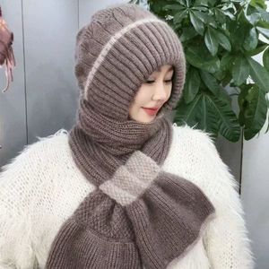 SYH1055 Novo Inverno Plush Malha Chapéu Cachecol Set Quente À Prova de Vento Grosso Pescoço Envoltório com Dot Bow Camuflagem Padrões para Cenas de Praia