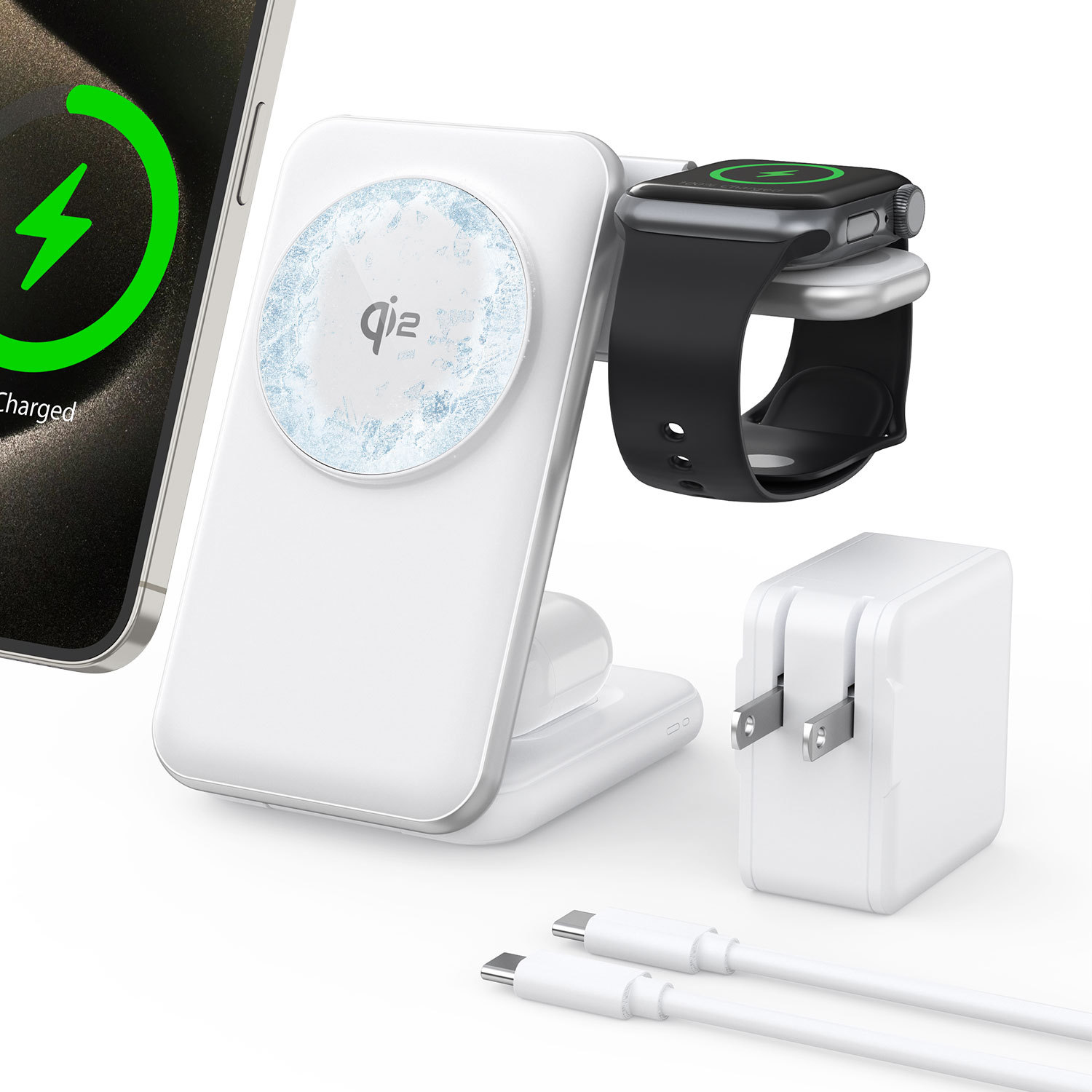 Qi2-white -30W with charger adaptor