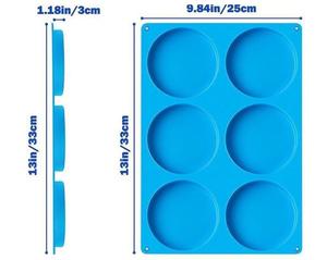 Yongli büyük yapışmaz 4 inç 6-Cavity yuvarlak silikon pişirme kalıp Whoopie için tart kalıbı, mısır ekmek, şeker, yumurta, çörek, sabun