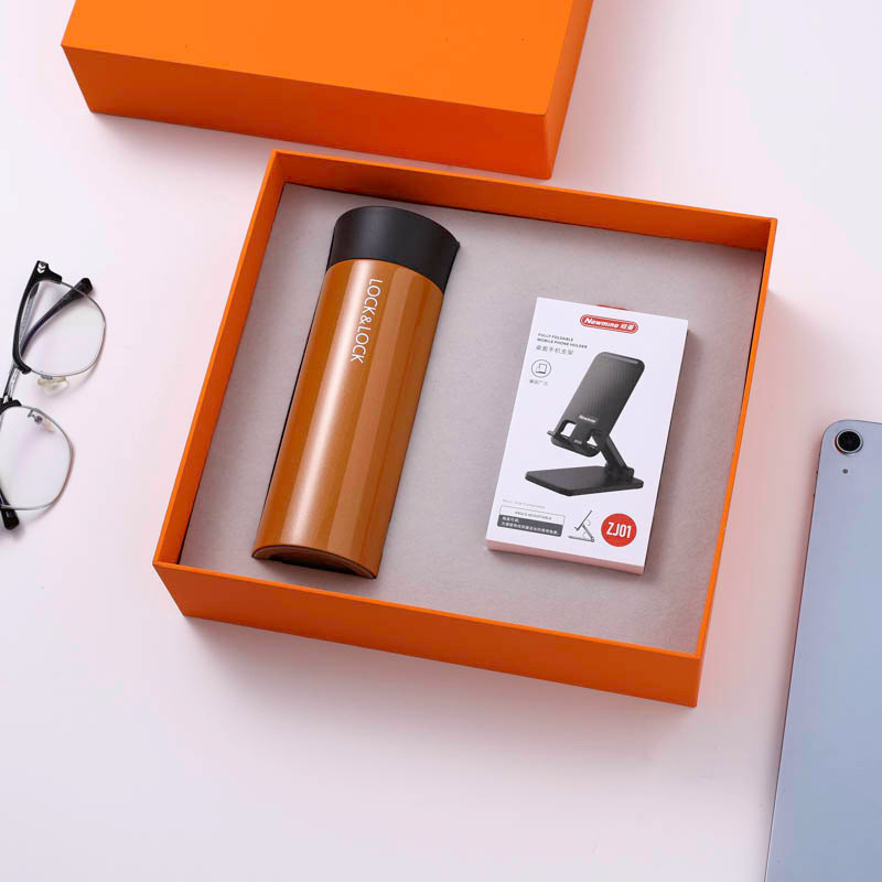 Juego de dos piezas de soporte para teléfono con copa de bloqueo naranja