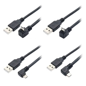 สาย USB แบบสั้นกำหนดเอง2.0ตัวผู้ไปที่มุมซ้าย5ขาสายไมโคร USB ตัวผู้ยาว0.3เมตร - Product Image 1