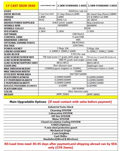 LY 3040 4040全铸铁2.2kw数控雕刻机数控路由器3轴步进电机版本z轴高度170毫米 - Product Image 6