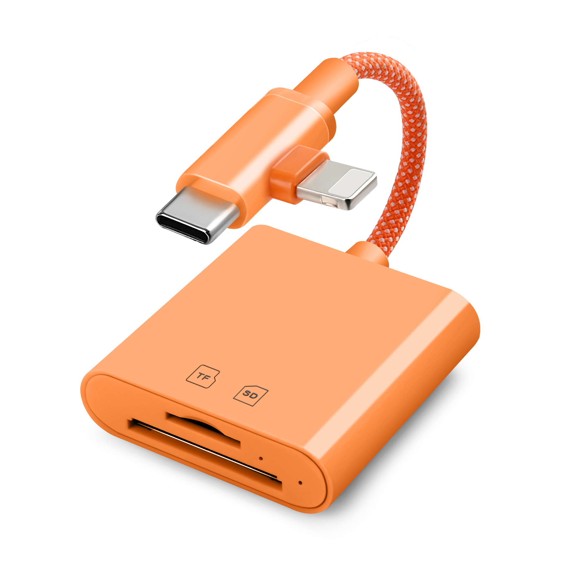 Lecteur de carte deux-en-un-orange lit simultanément