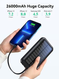 Banco de energía Solar con Cables integrados, 20000mAh, célula Solar de 30000mah, con 4 salidas USB C, 3 Entradas - Product Image 3