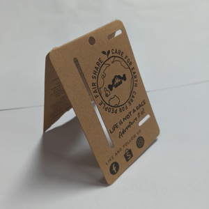 WD-HT2529 Recyclable <strong>Custom</strong> Design Folding Hanging Foldable Clothing Folded Cardboard Kraft Paper <strong>Foldover</strong> Hang Tag for Garments - Product Image 4
