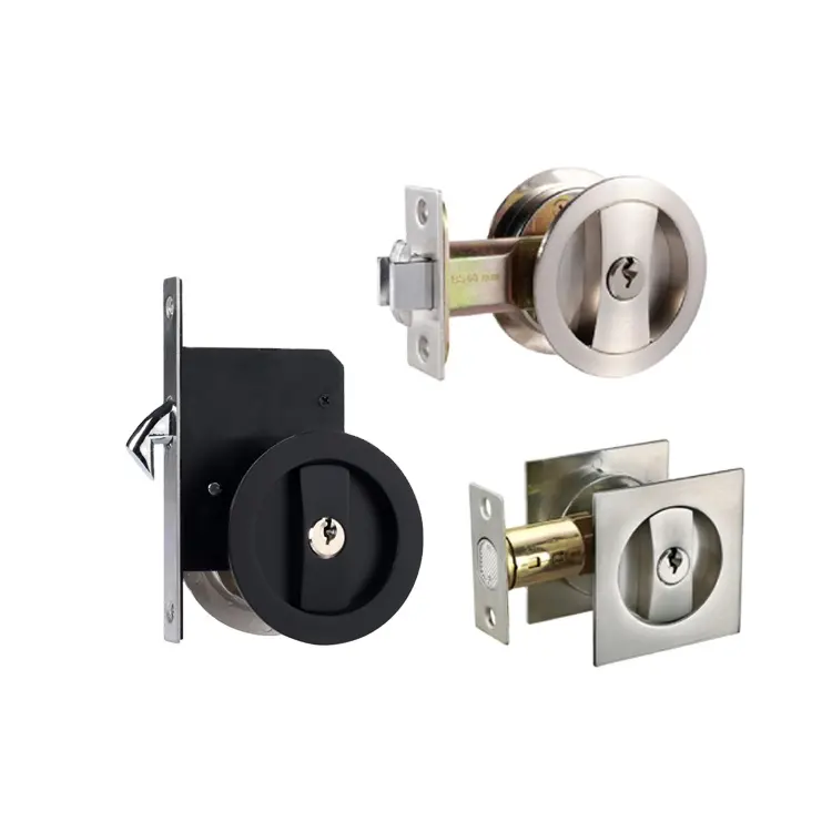 Gancio per chiave rotondo hardware invisibile da incasso a doppia rotazione maniglia scorrevole per cavità serratura per la privacy chiusura per porta in legno tascabile
