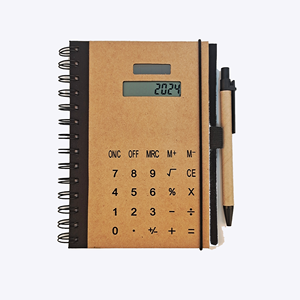 Langes, hochwertiges, multifunktion ales, individuelles Spiral-Notebook mit Solarenergie rechner und Stiftset - Product Image 3