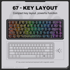 ONIKUMA G67カスタマイズキーボード磁気スイッチ高速トリガー8KHzメカニカルキーボードRGBワイヤードゲーミングキーボード67キーキャップ - Product Image 3