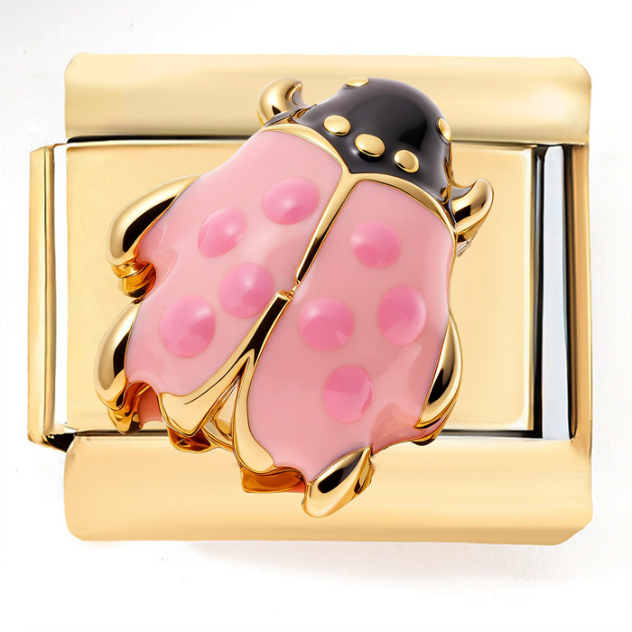 Coccinelle rose doré
