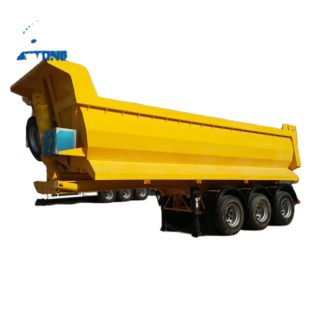 tri-axle 4 axles front / side dump truck trailer, 60 tons - 80 tons tipping tipper trailer, tractor hydraulic dump trailer