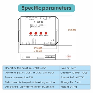 BT connessione indirizzabile luce Led striscia telecomandata 5V 12V 24V K-8000C Spi Dmx Controller - Product Image 3