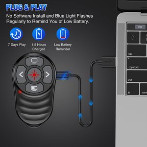 Wiederauf ladbarer 2-in-1 USB Typ C Wireless Presentation Clicker Fingerring Präsentationen Powerpoint Clicker mit Licht zeiger - Product Image 3