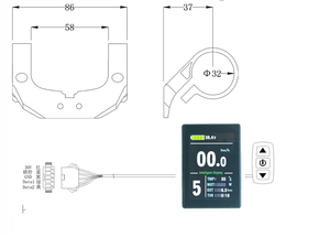 Kt LCD8s ekran Sm veya su geçirmez konnektör 24V 36V 48V elektrikli bisiklet ekran Kt denetleyici - Product Image 4