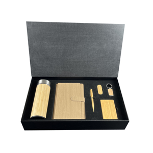 批发竹杯6合1礼品盒套装笔记本日记本带笔带盒和Usb礼品套装 - Product Image 2