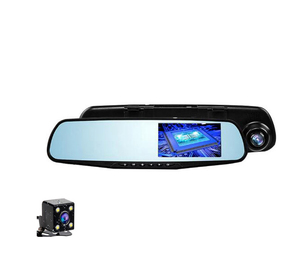 New Dual Lens Car Rearview Mirror Dashboard <strong>Camera</strong> Recorder <strong>with</strong> 4.3inch HD <strong>Display</strong>, Back up <strong>Camera</strong> <strong>and</strong> Motion Detect - Product Image 1