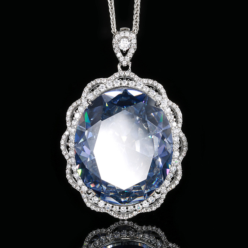 Bird's Nest cut white plated blue belt Chopin chain