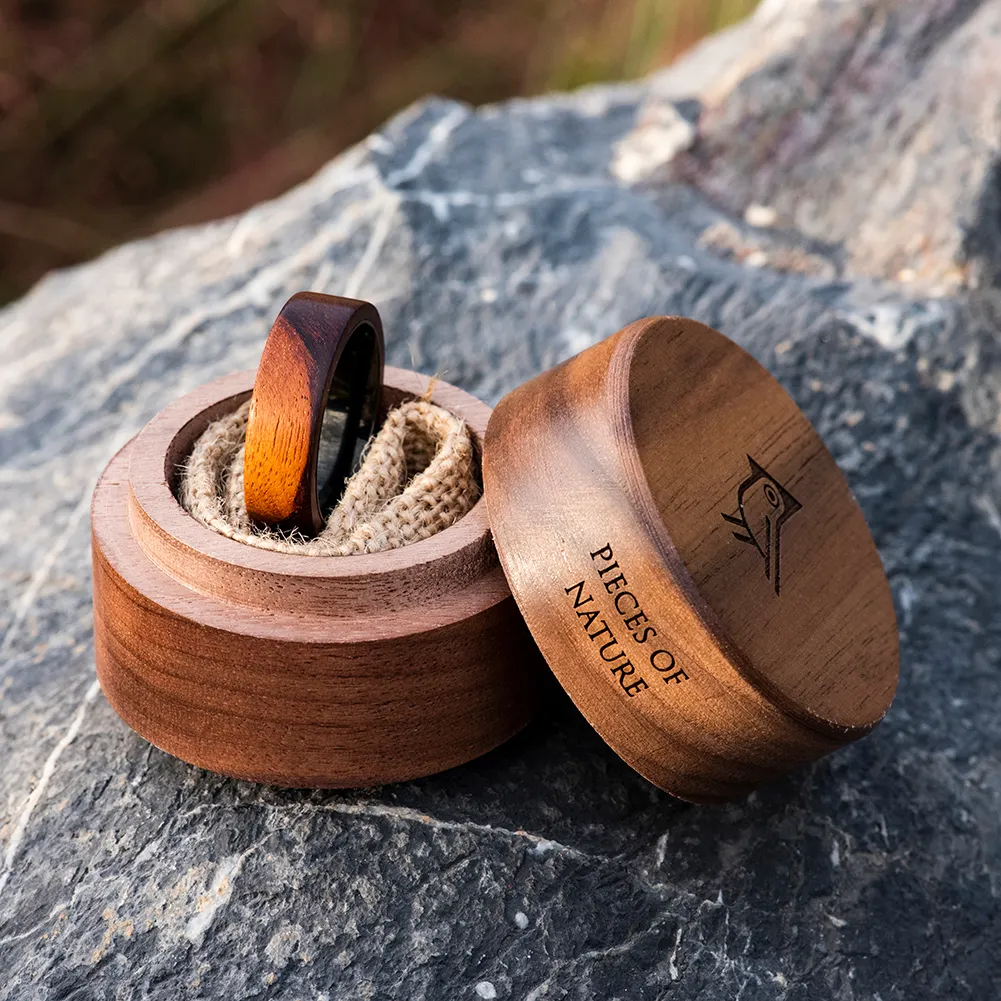 BOBO BIRD-anillos de madera naturales y ecológicos para hombre, producto nuevo, en caja de madera redonda de lujo, se acepta Nombre de logotipo personalizado