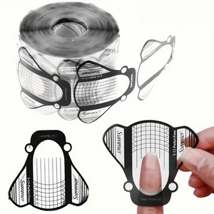 100 adet temizle Nail İpuçları uzantıları kılavuzu çift formlar UV jel oluşturucu alüminyum tırnak formları - Product Image 1