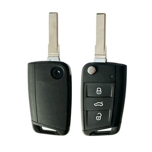 V-W G-olf 7 3ボタンフリップリモートキーS-hell用ロゴ付きカーキーブランク - Product Image 1