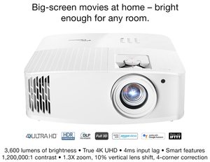 R <strong>Optoma</strong> UHD55 Projector 4K Ultra HD DLP with Built-in Speakers - Product Image 2