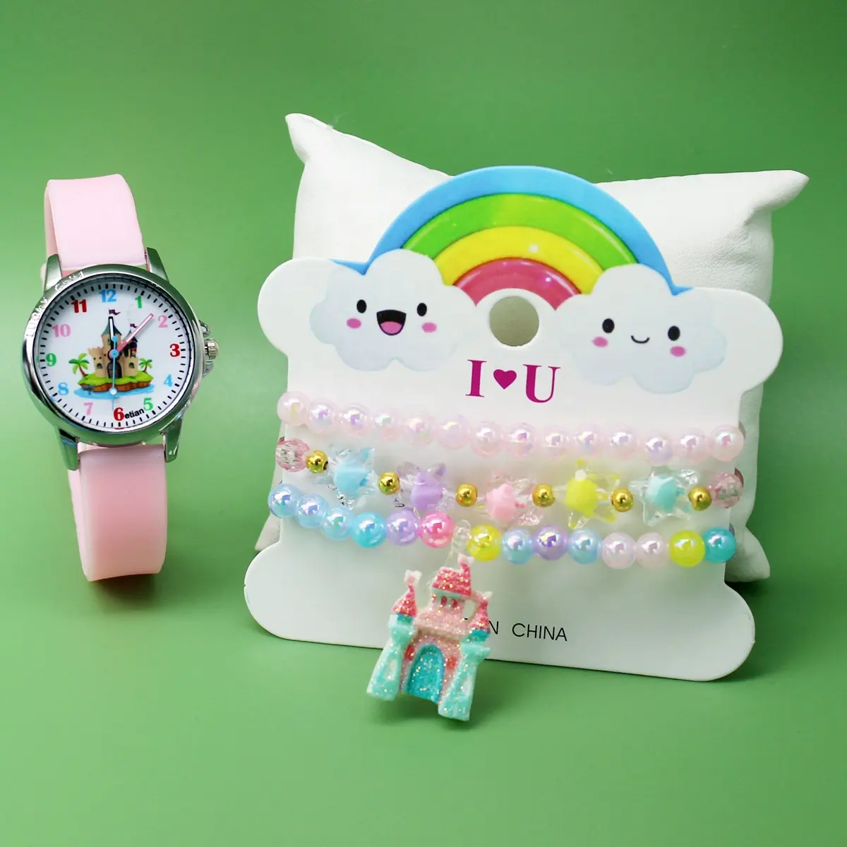 NW1469 Set di orologi con cinturino in Silicone carino con conchiglia a sirena per bambini NW1469