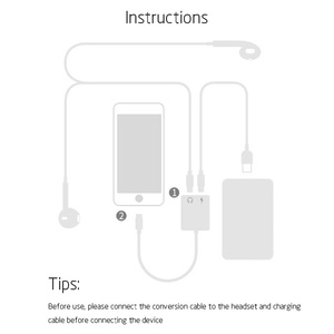 OEM兼容IPhone双适配器2合1音频适配器充电器电缆双耳机插孔适配器，带音频和充电器 - Product Image 6