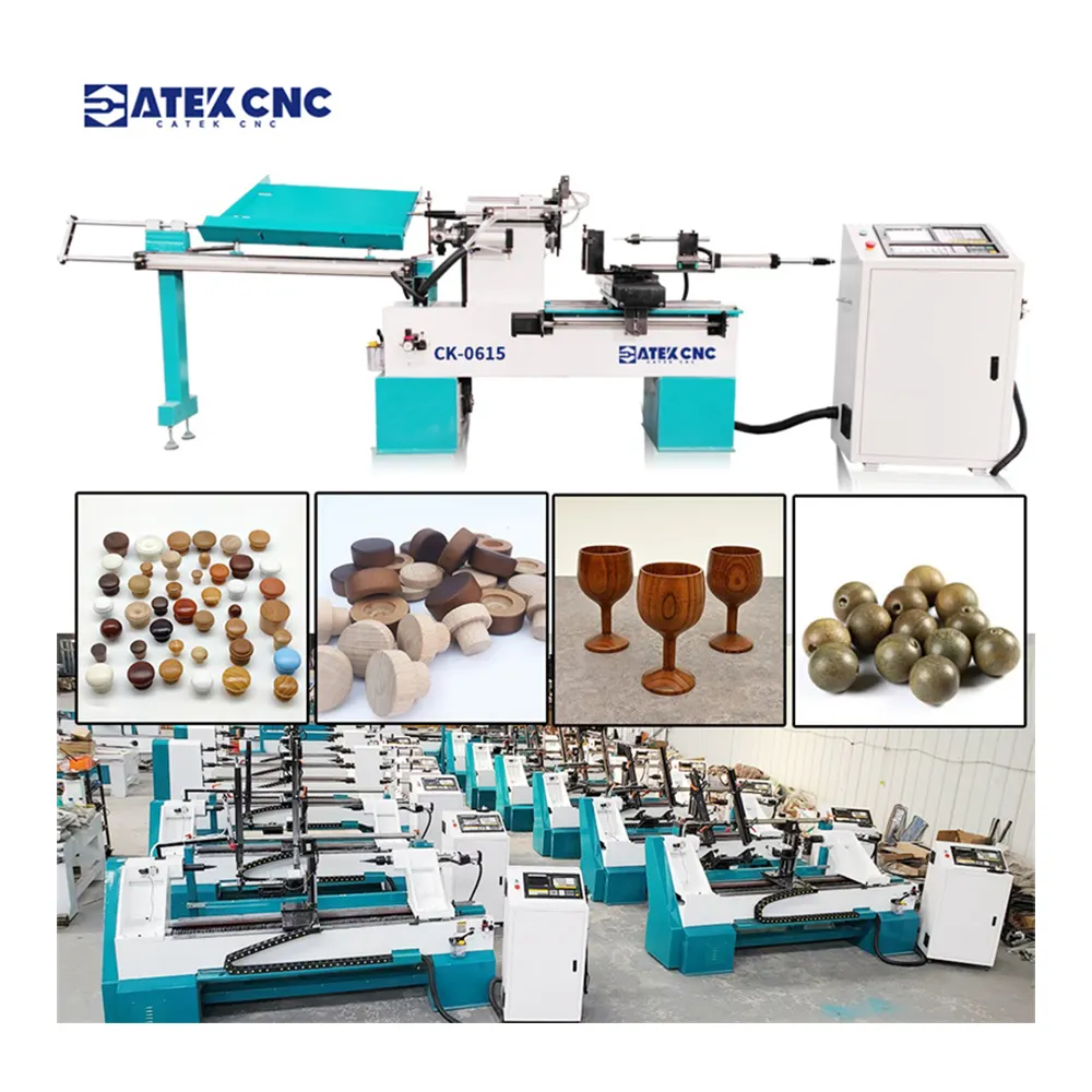 Best Quality 0615 Auto Feeding mini Wood Lathe Machine CNC Wood Turning Lathe for wooden production