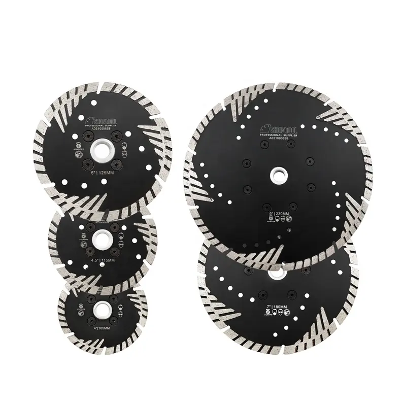 Dia105-230mm Diamond Triangular Tooth Guard Hot Press Saw Blades With Flange Diamond Cutting Disc For Concrete Granite Marble