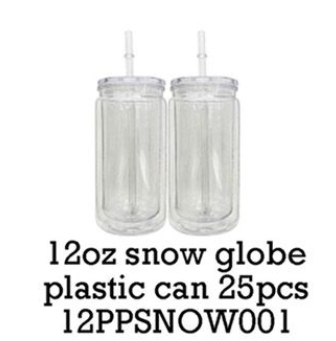 12oz all clear snow globe plastic can