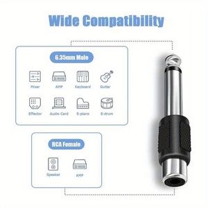 Adaptador de Audio Mono de 6,35 MM macho a RCA Jack hembra y conector para micrófono FM de auriculares DIY - Product Image 4